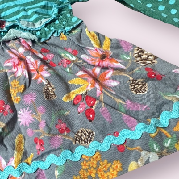 Baby Matilda Jane Stripe Polka Dot Fall Floral Print Mushroom Dress 12-18 Mon - Picture 7 of 10